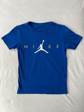 Nike Royal Blue Tee with White Jumpman and Yellow Lettering